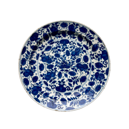 Delft plate with floral decor 18th Century